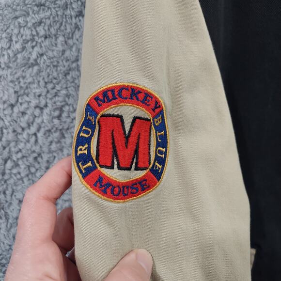 Disney Vintage Bomber Jacket Small Mickey Mouse Black And Tan Coat (No Hood) - Picture 2 of 16